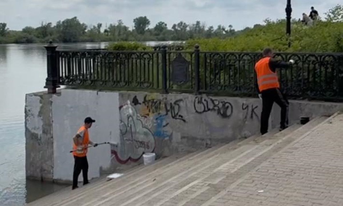 В Краснодаре начали приводить в порядок заросшую Рождественскую набережную