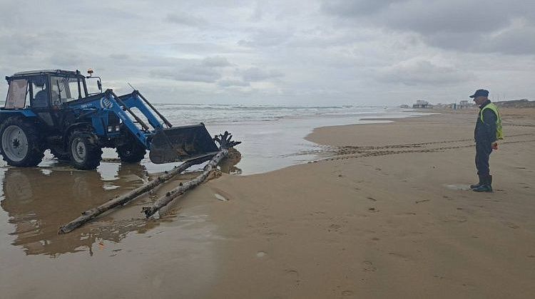 На пляжах Анапы пятый день убирают штормовой мусор: по 25 кубов за смену
