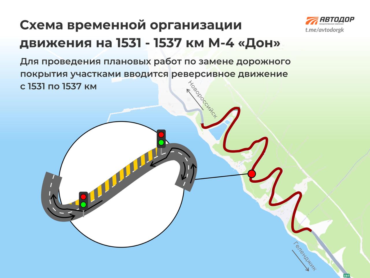 Скорость движения на трассе М-4 «Дон» в Новороссийске ограничат из-за ремонта