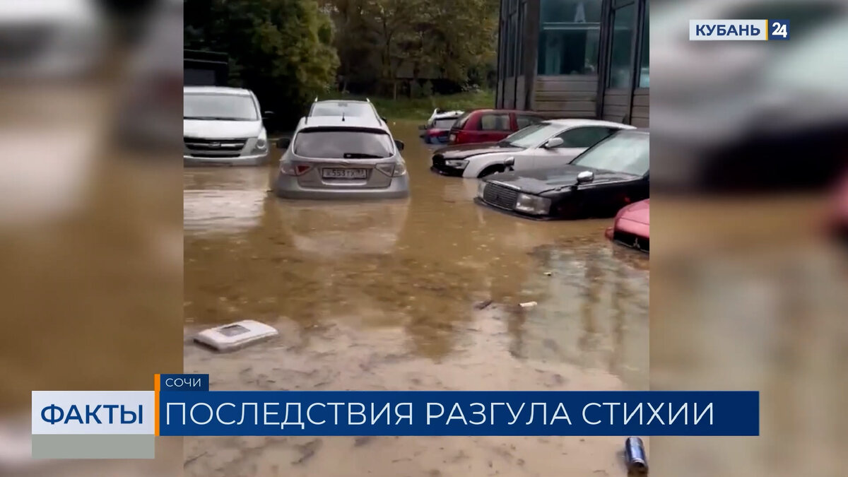 В Сочи из-за непогоды 12 машин в автосервисе оказались под водой